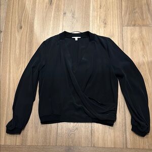 Black Long Sleeve Wrap Shirt